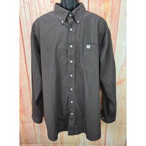 Cinch Mens XL Long Sleeve Brown Button-Down Shirt